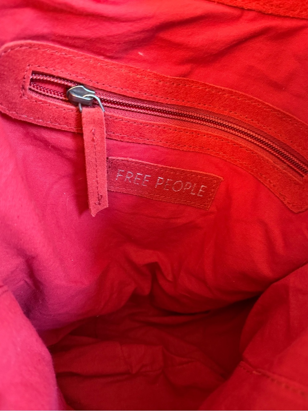 NWT new free people Roma suede tote bag slouchy garnet red hobo purse - Picture 6 of 17
